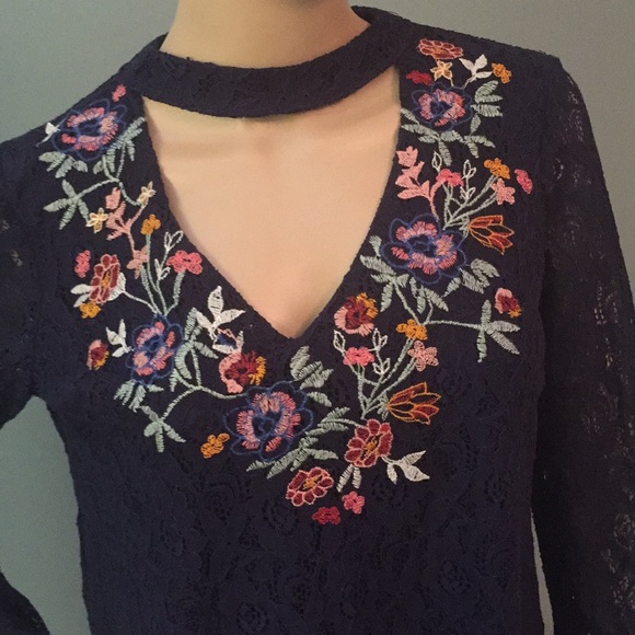 Xhilaration Dresses & Skirts - Navy long sleeve lace dress